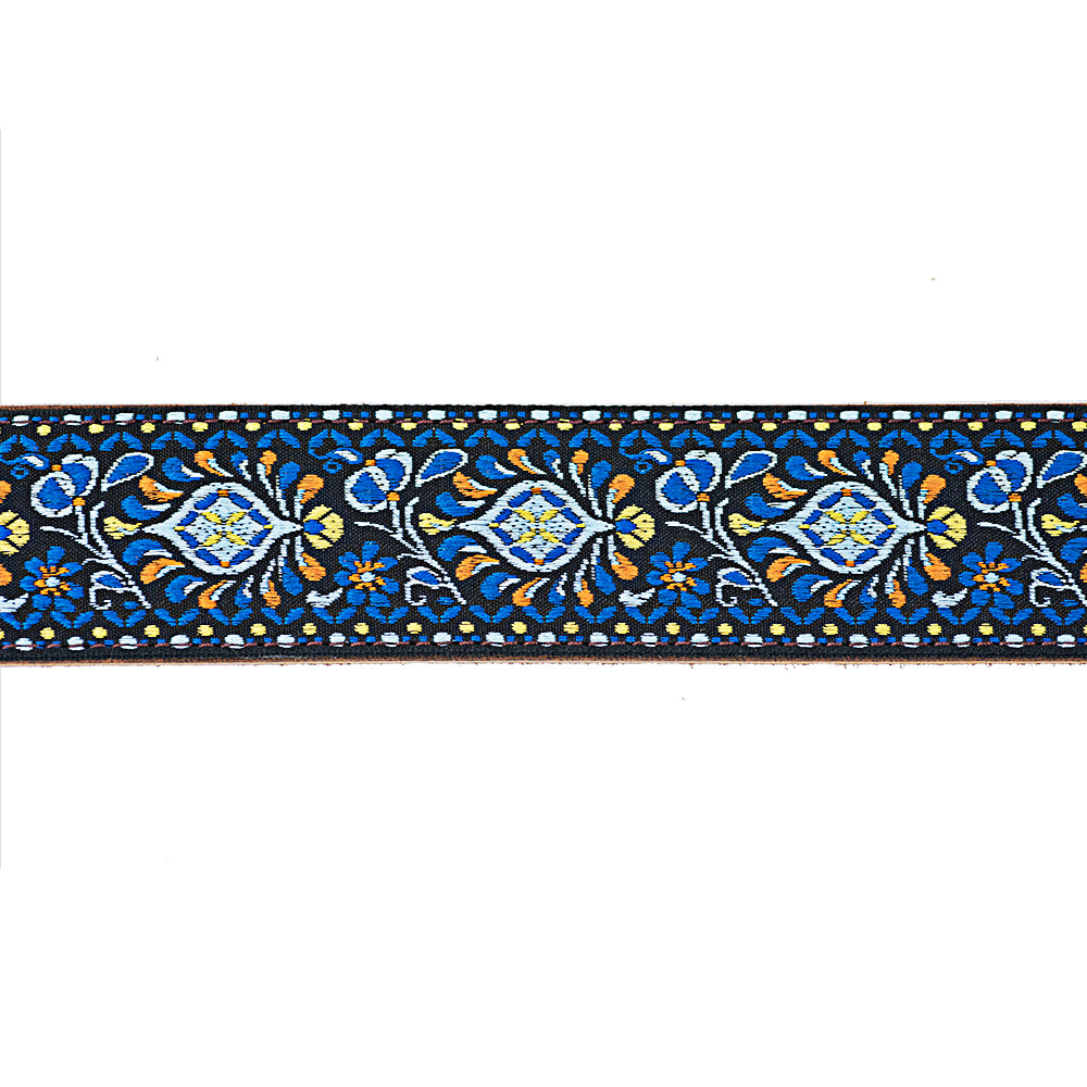 Floral Blue Retro Leather Cradle Strap