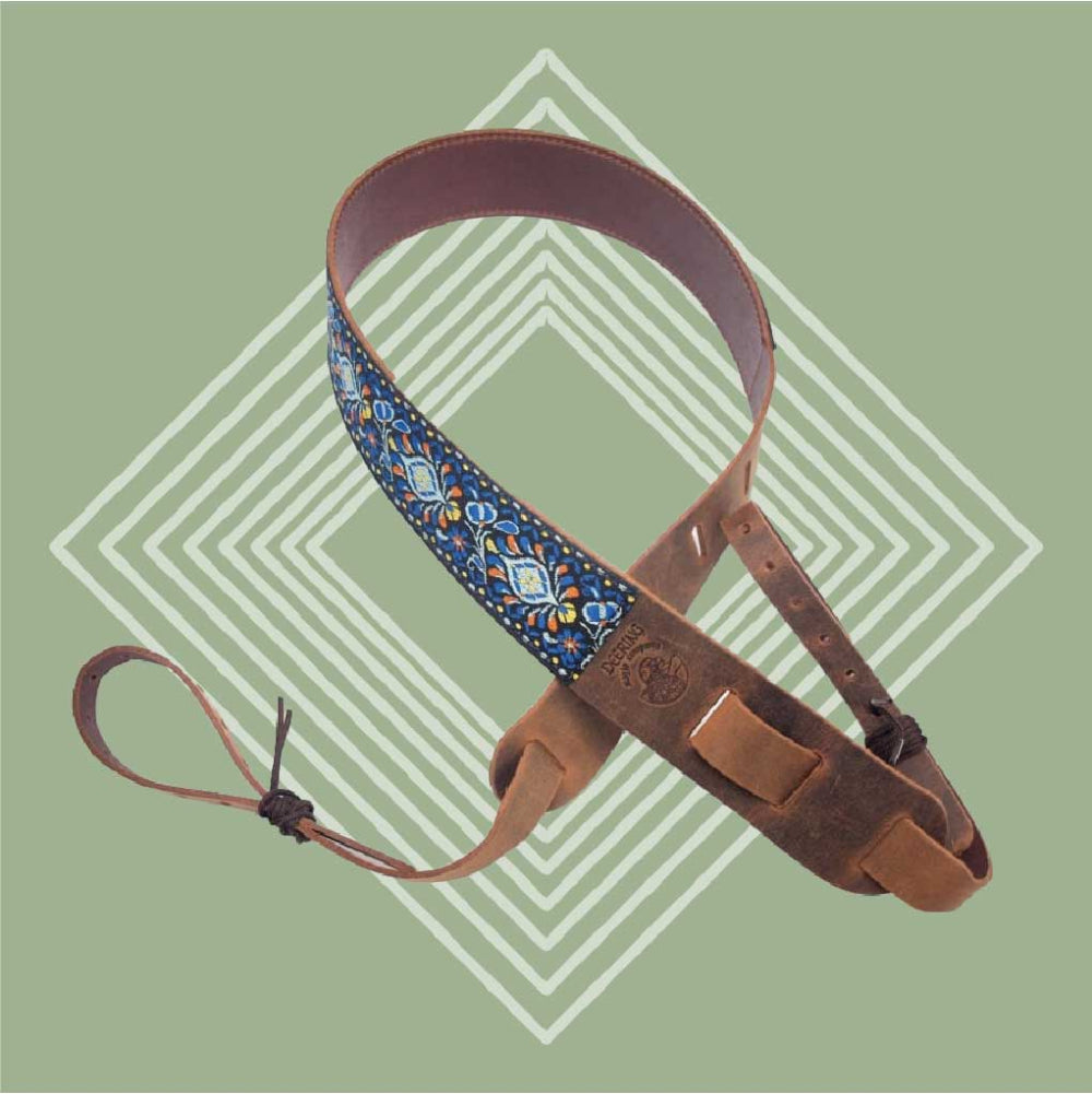 Sangle De Banjo Réglable En Polyester - Motif Vintage Floral - Bandoulière Rembourrée Pour Instrument Ou Sac