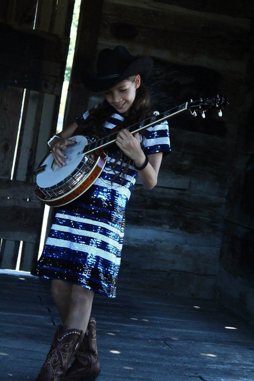 Salima Shamanov Playing her Tony Trischka Banjo 