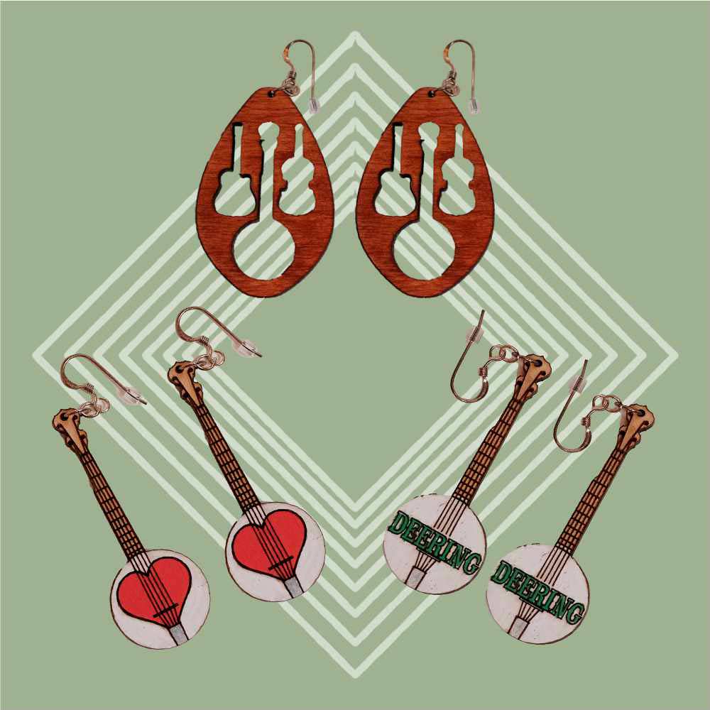 Wooden Banjo Earrings