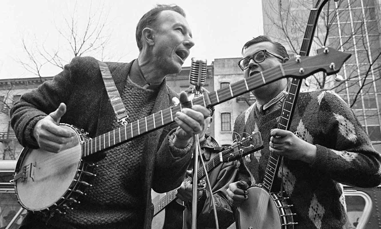 Pete Seeger with his Long Neck Banjo