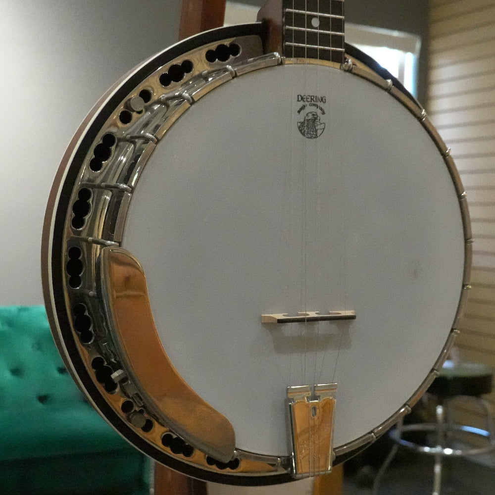 Close-up of a banjo with a blurred background