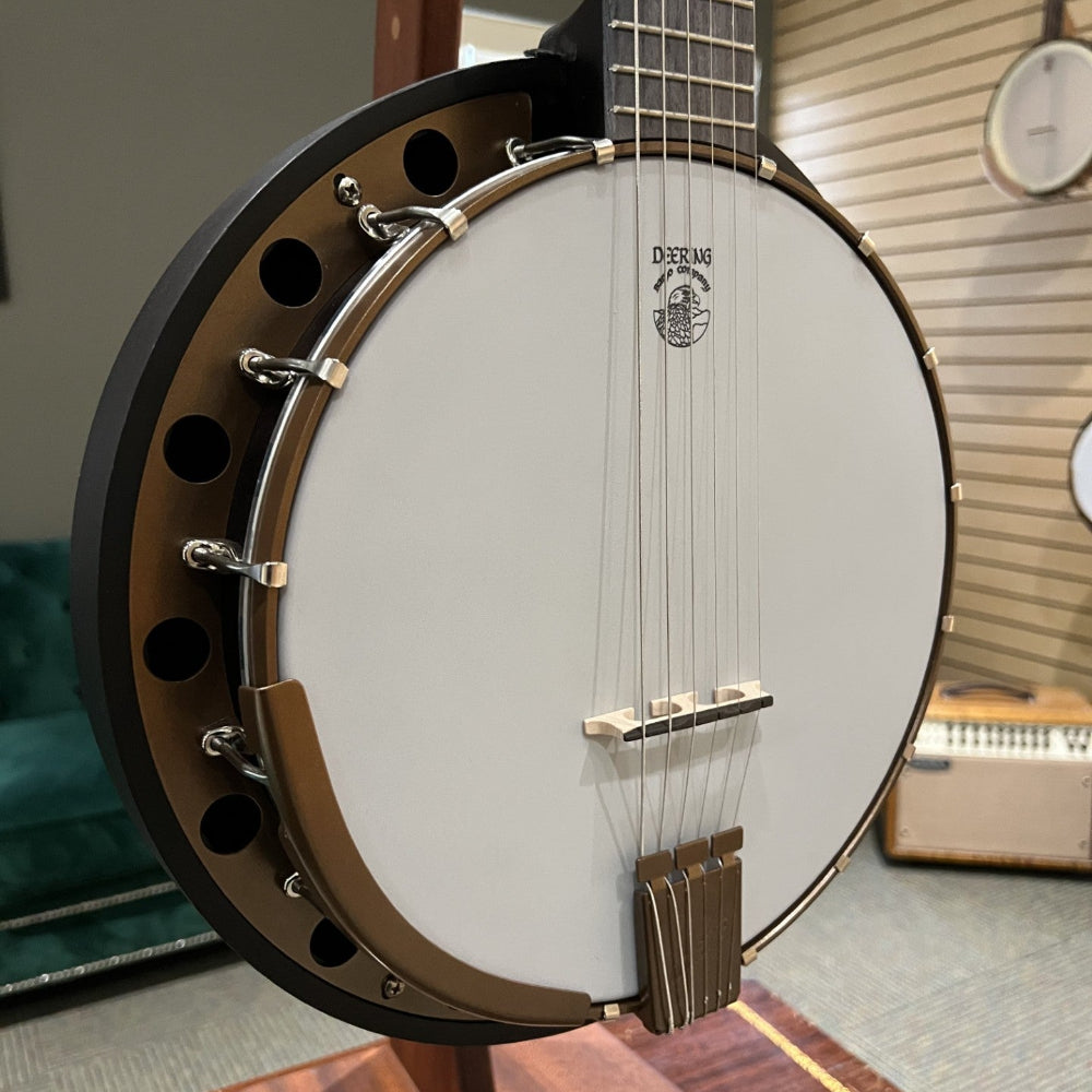 Banjo on a stand with a blurred background
