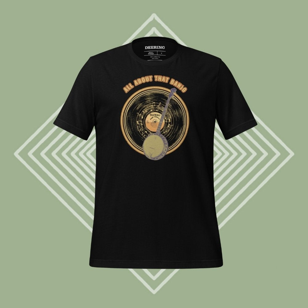 AllAboutThatBanjo-Black_Front_Green Diamond Background