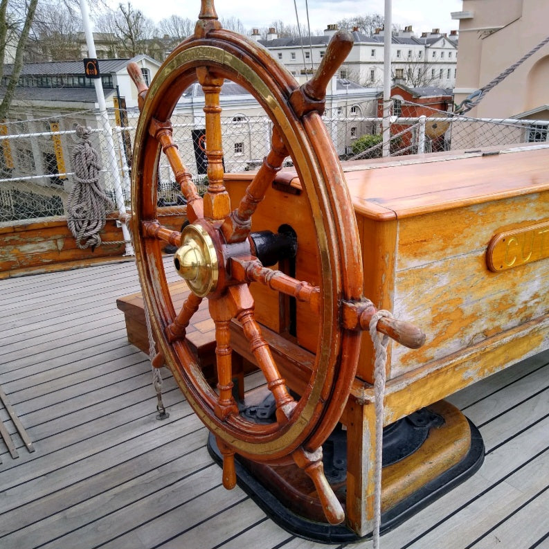 Cutty Sark Helm Wood and Metal Wheel