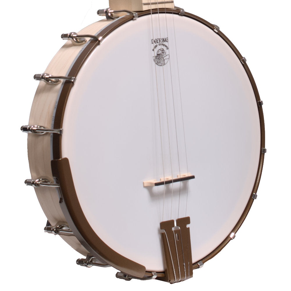 Goodtime 19-Fret Tenor Banjo pot at angle