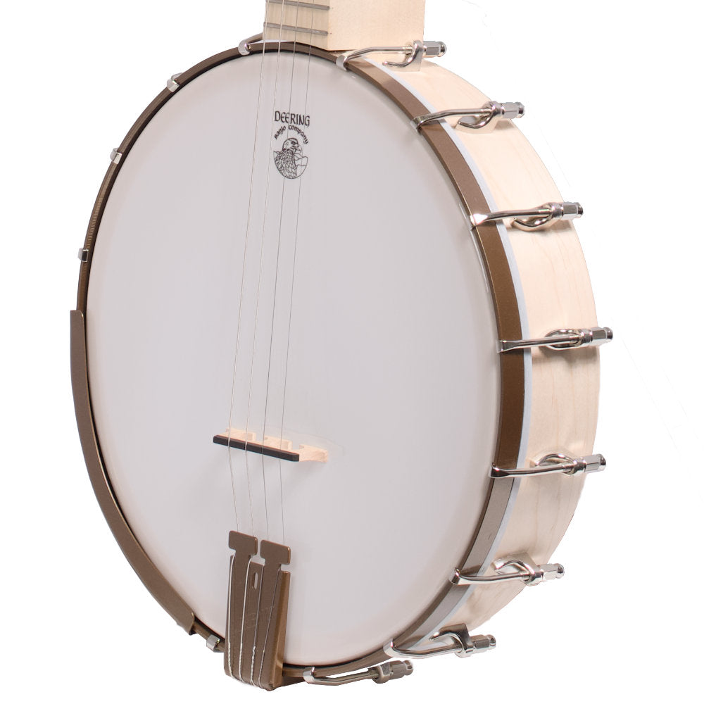 Goodtime 19-Fret Tenor Banjo pot from the left