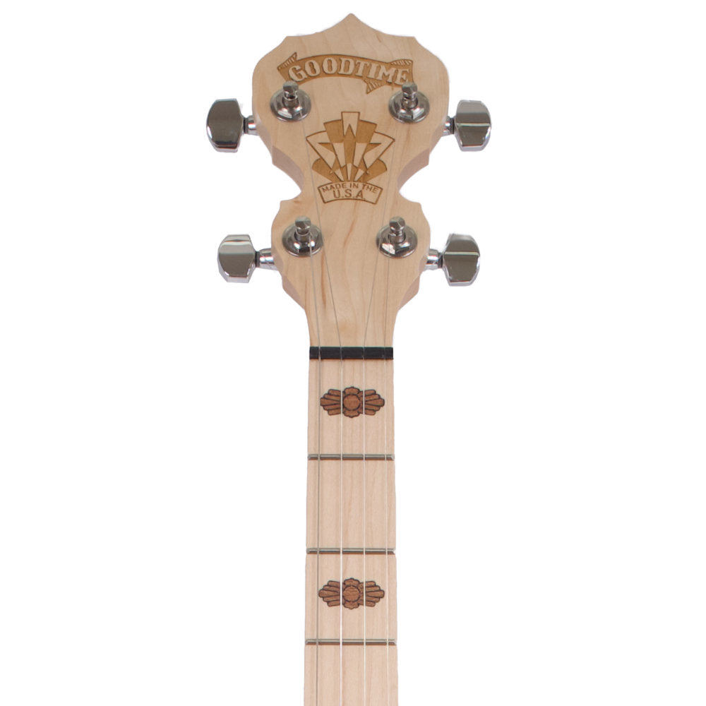 Goodtime Two Plectrum Banjo peghead and neck straight on