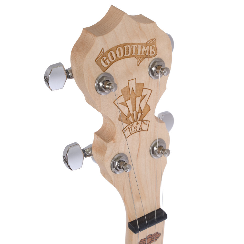 Goodtime Two Plectrum Banjo peghead left side and top