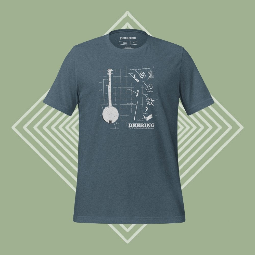 DeeringAnatomyofaGoodtimeT-Shirt-HeatherSlate_Front_Green Diamond Background