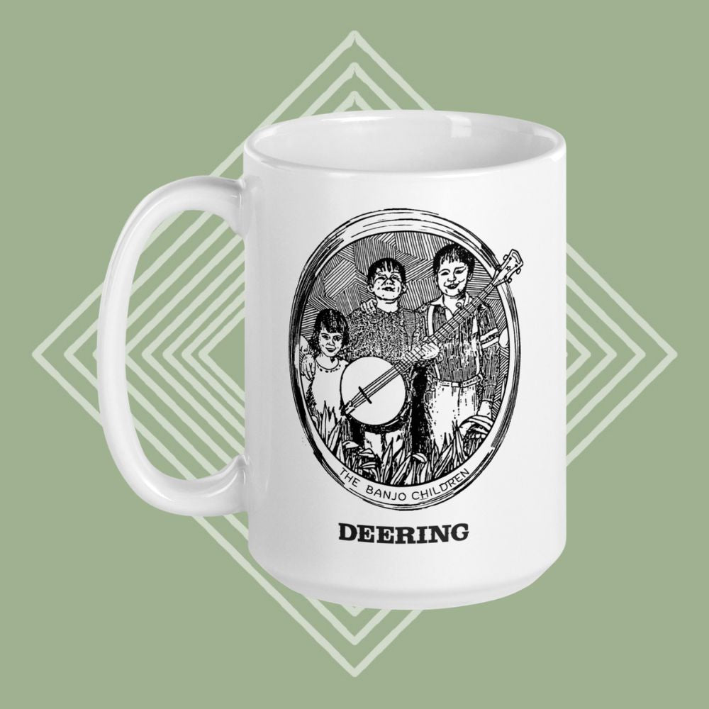 DeeringBanjoChildrenMug-15oz-LeftFacingHandle-GreenDiamondBackground - Front