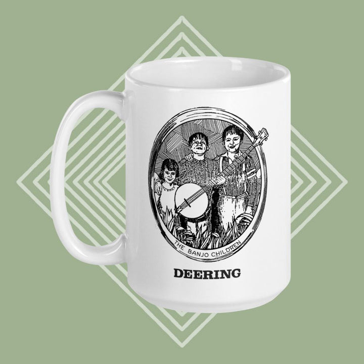 DeeringBanjoChildrenMug-15oz-LeftFacingHandle-GreenDiamondBackground - Front