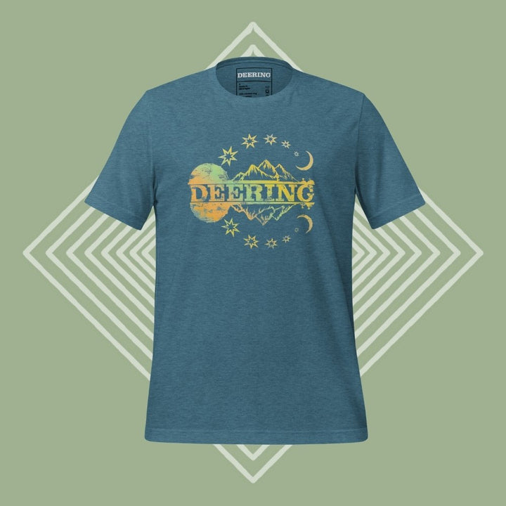 DeeringBanjoMountainT-Shirt-HeatherDeepTeal_GreenDiamondBackground_Front2