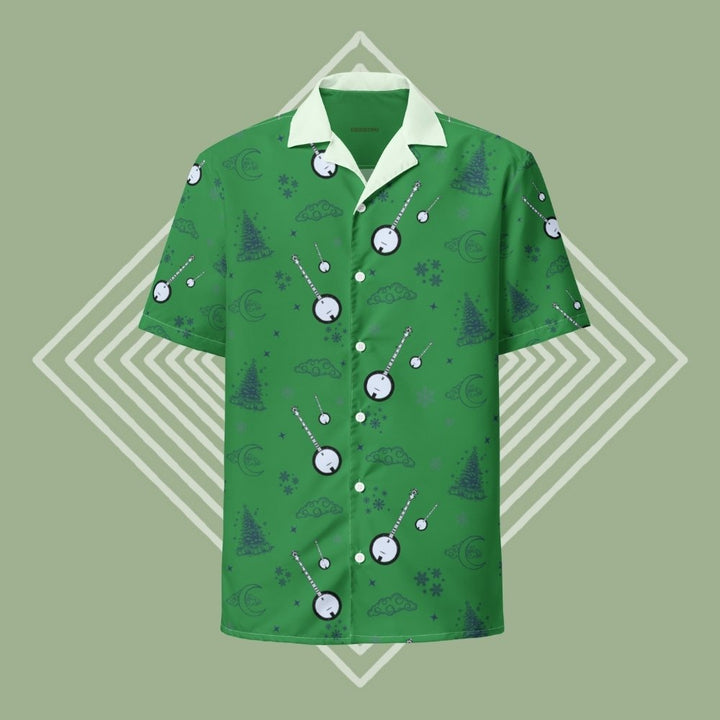 DeeringButtonUpBanjoChristmasShirt-Green_Green Diamond Background