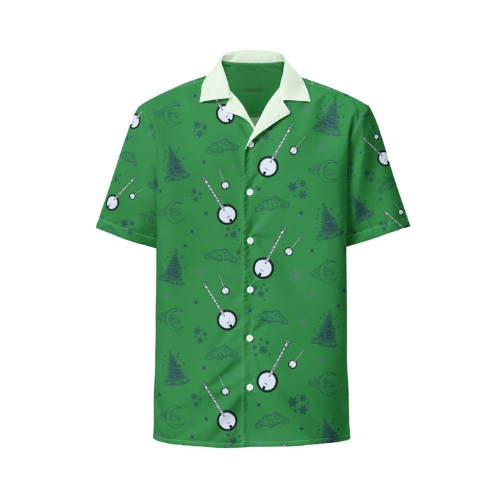 DeeringButtonUpBanjoChristmasShirt-Green_Front, White Background