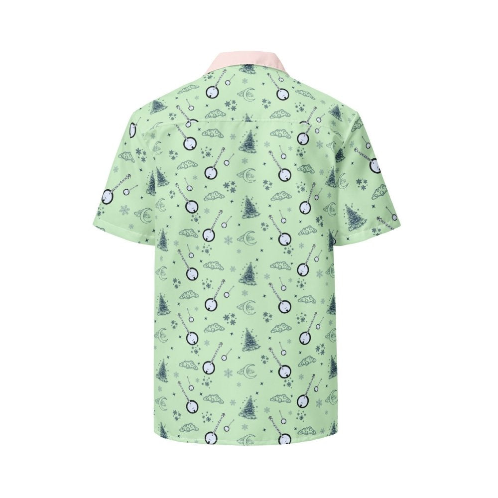 DeeringButtonUpBanjoChristmasShirt-Pistachio_Back, White Background
