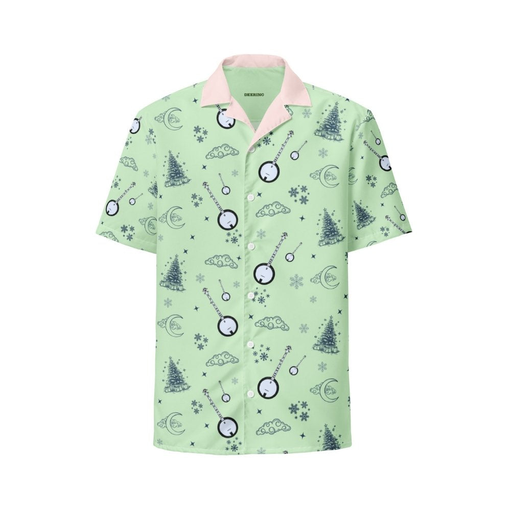 DeeringButtonUpBanjoChristmasShirt-Pistachio_Front, White Background