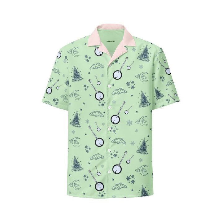 DeeringButtonUpBanjoChristmasShirt-Pistachio_Front, White Background