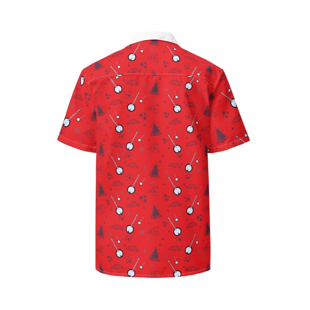 DeeringButtonUpBanjoChristmasShirt-Red_Back, White Background