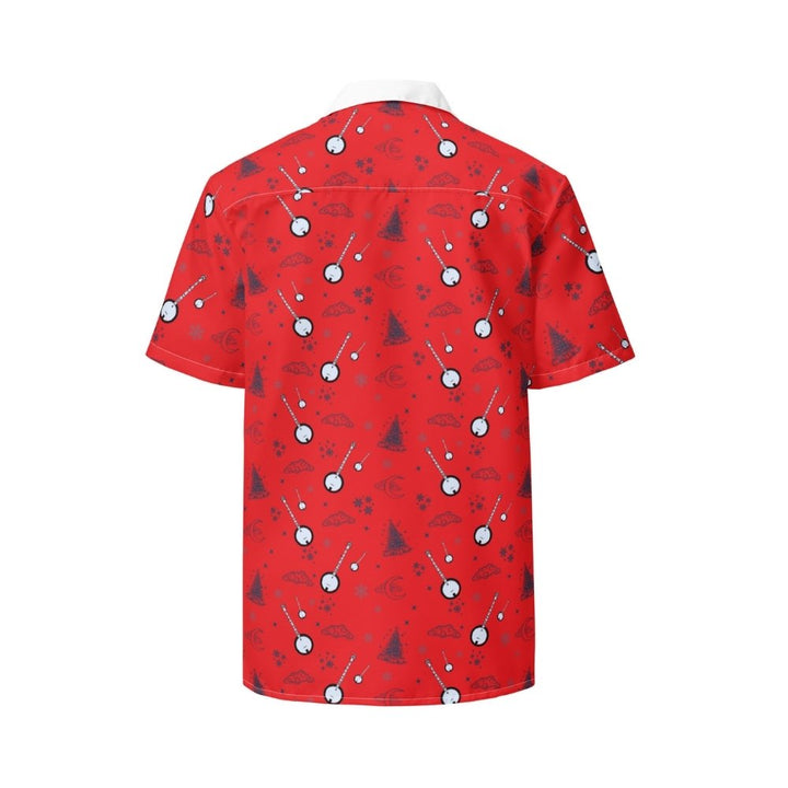 DeeringButtonUpBanjoChristmasShirt-Red_Back, White Background