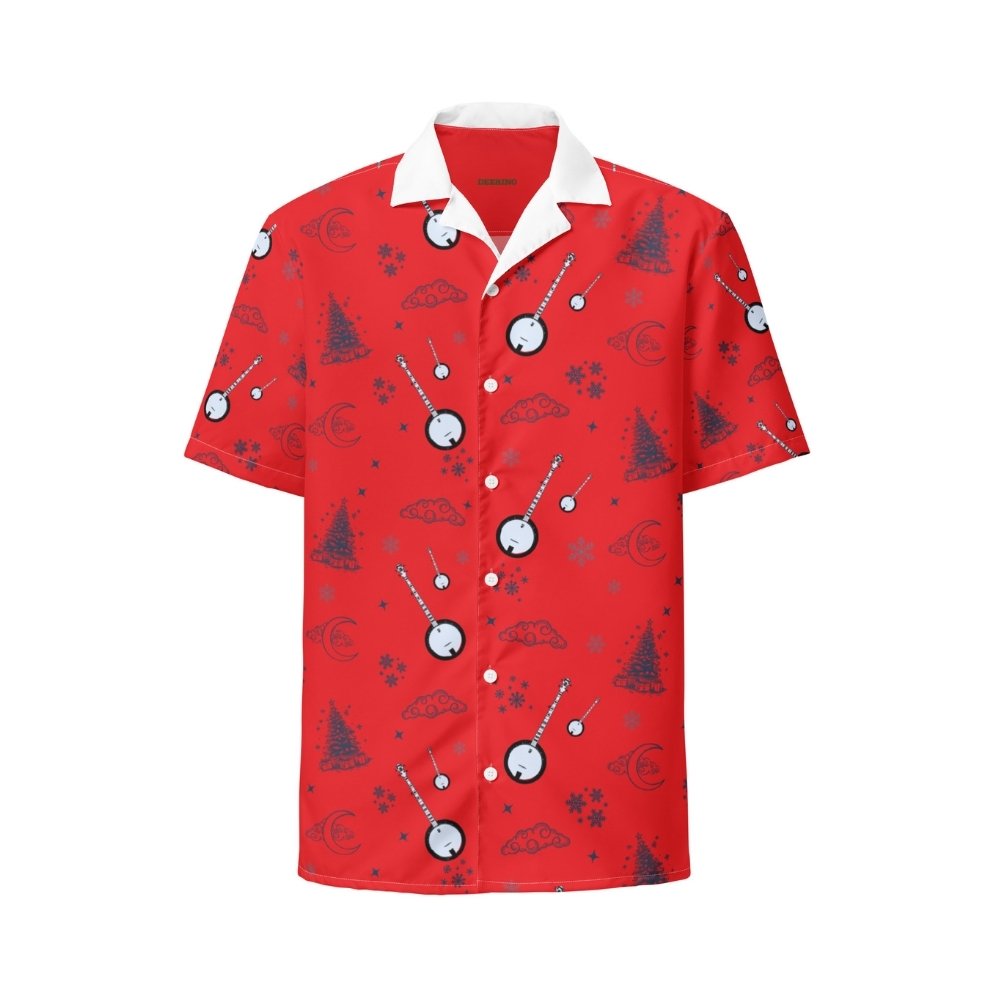 DeeringButtonUpBanjoChristmasShirt-Red_Front, White Background