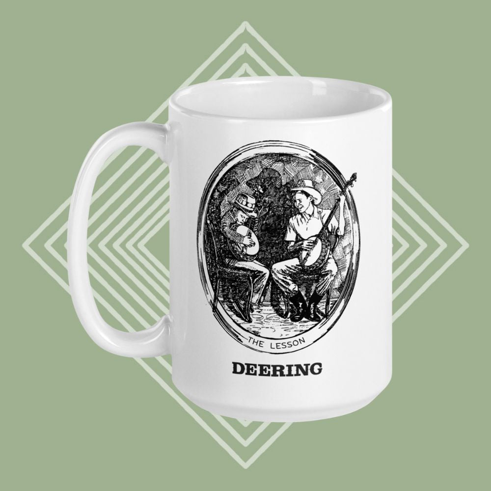 DeeringLessonMug-15oz-LeftFacingHandle-GreenDiamondBackground-Front