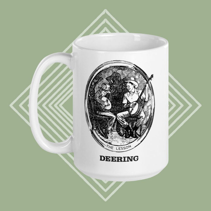 DeeringLessonMug-15oz-LeftFacingHandle-GreenDiamondBackground-Front