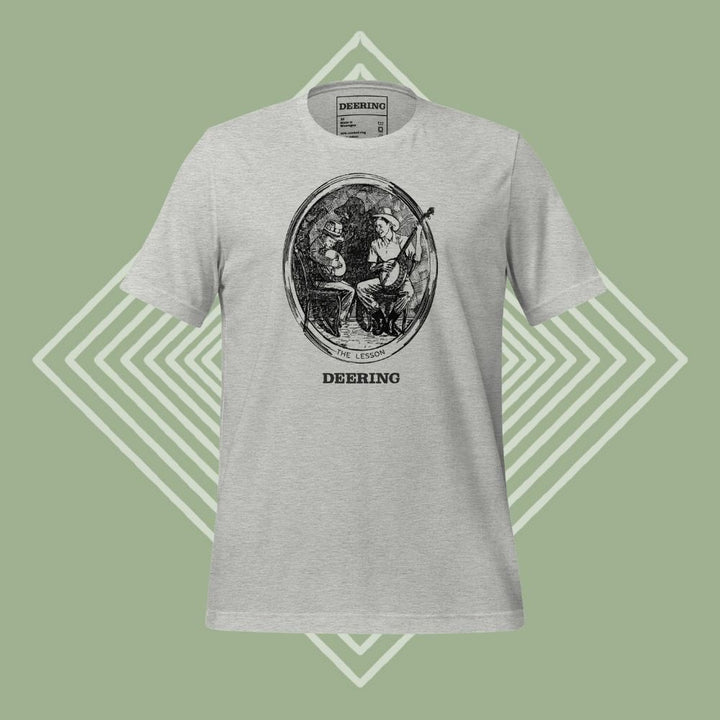 DeeringLessonT-ShirtMockup-Grey-GreenDiamondBackground - Front