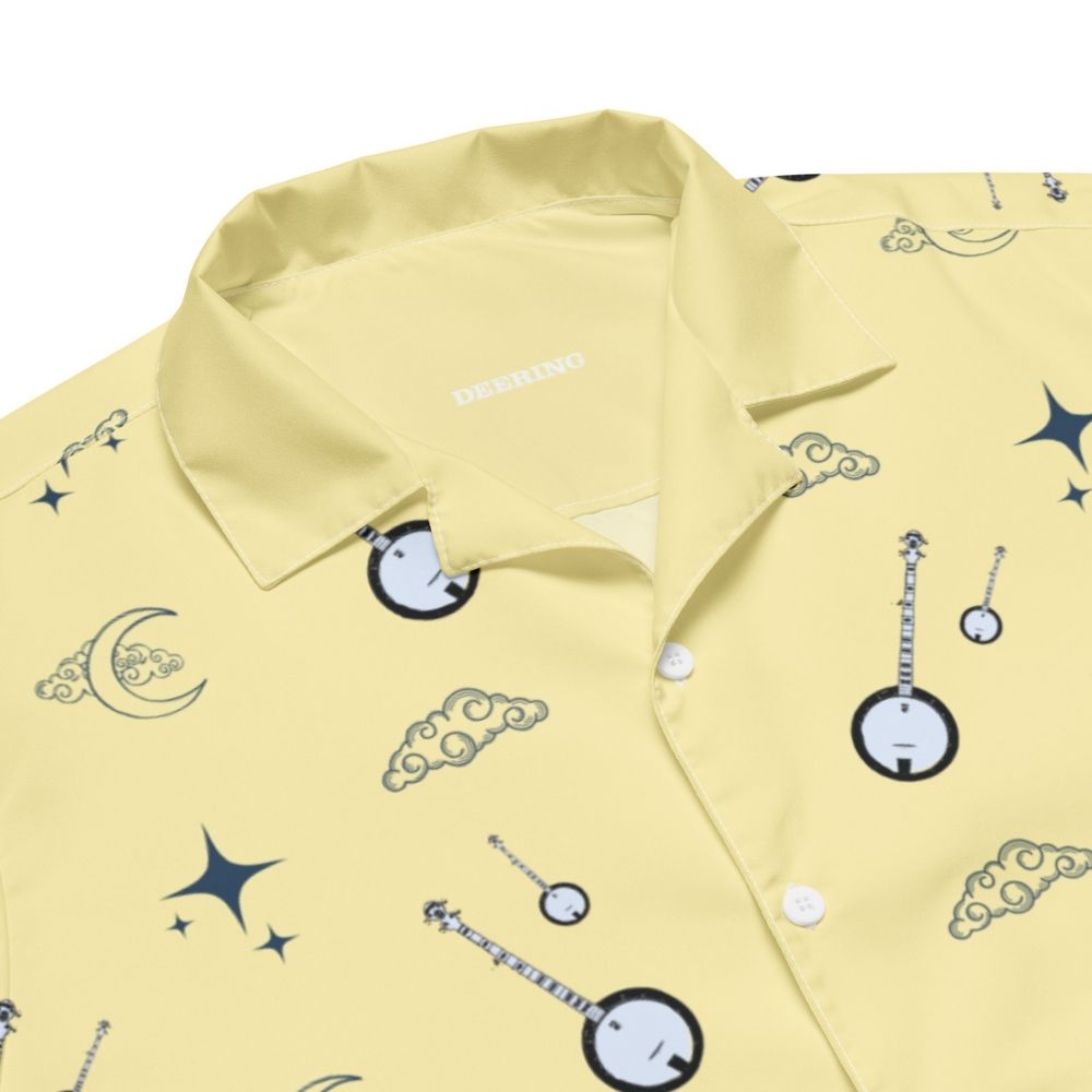 DeeringNightimeBanjoButtonUpShirt-Front-BananaYellow-Closeup-White Background