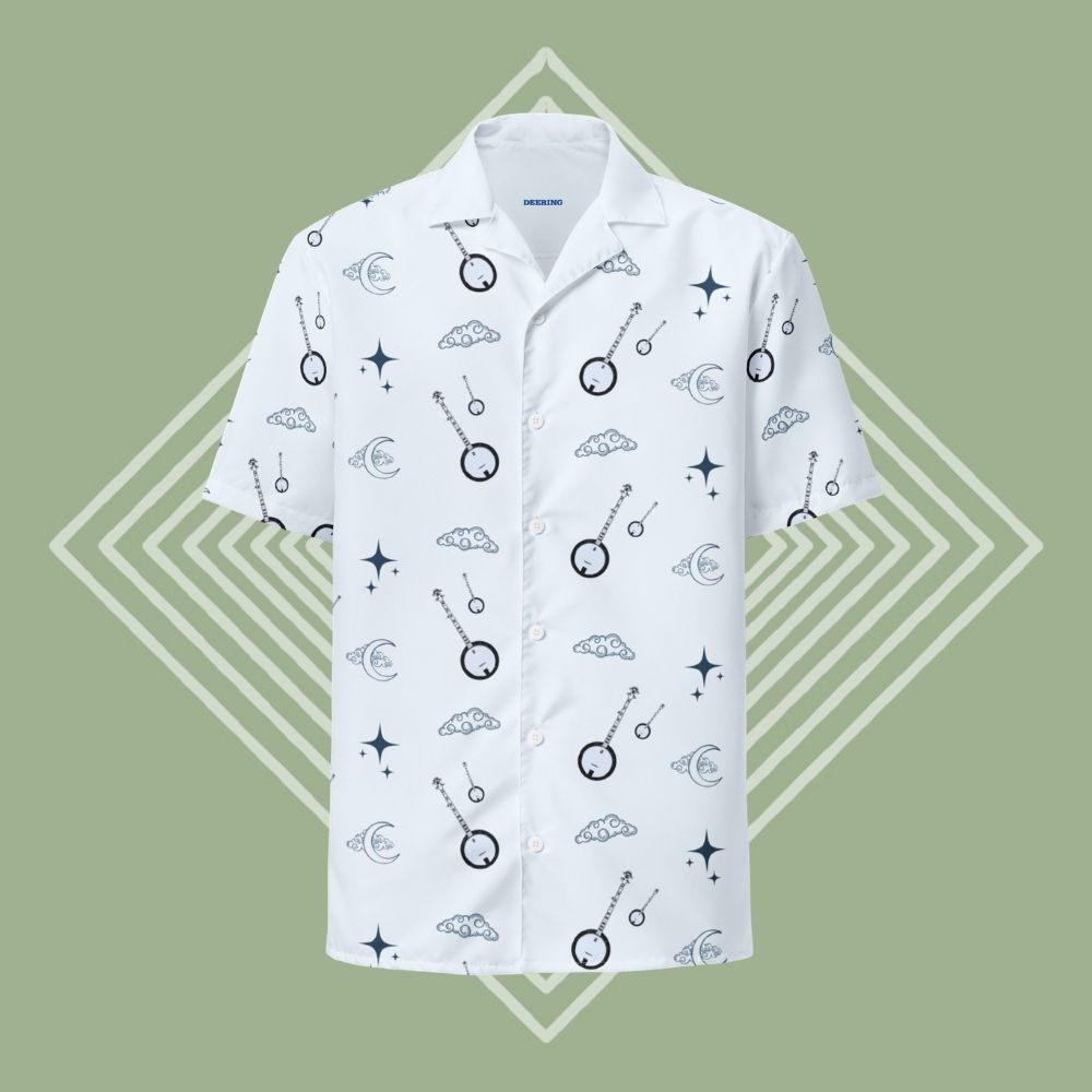 DeeringNightimeBanjoButtonUpShirt-Front-LightBlue-GreenDiamondBackground