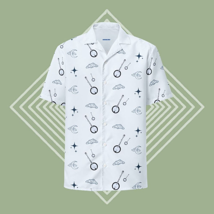 DeeringNightimeBanjoButtonUpShirt-Front-LightBlue-GreenDiamondBackground