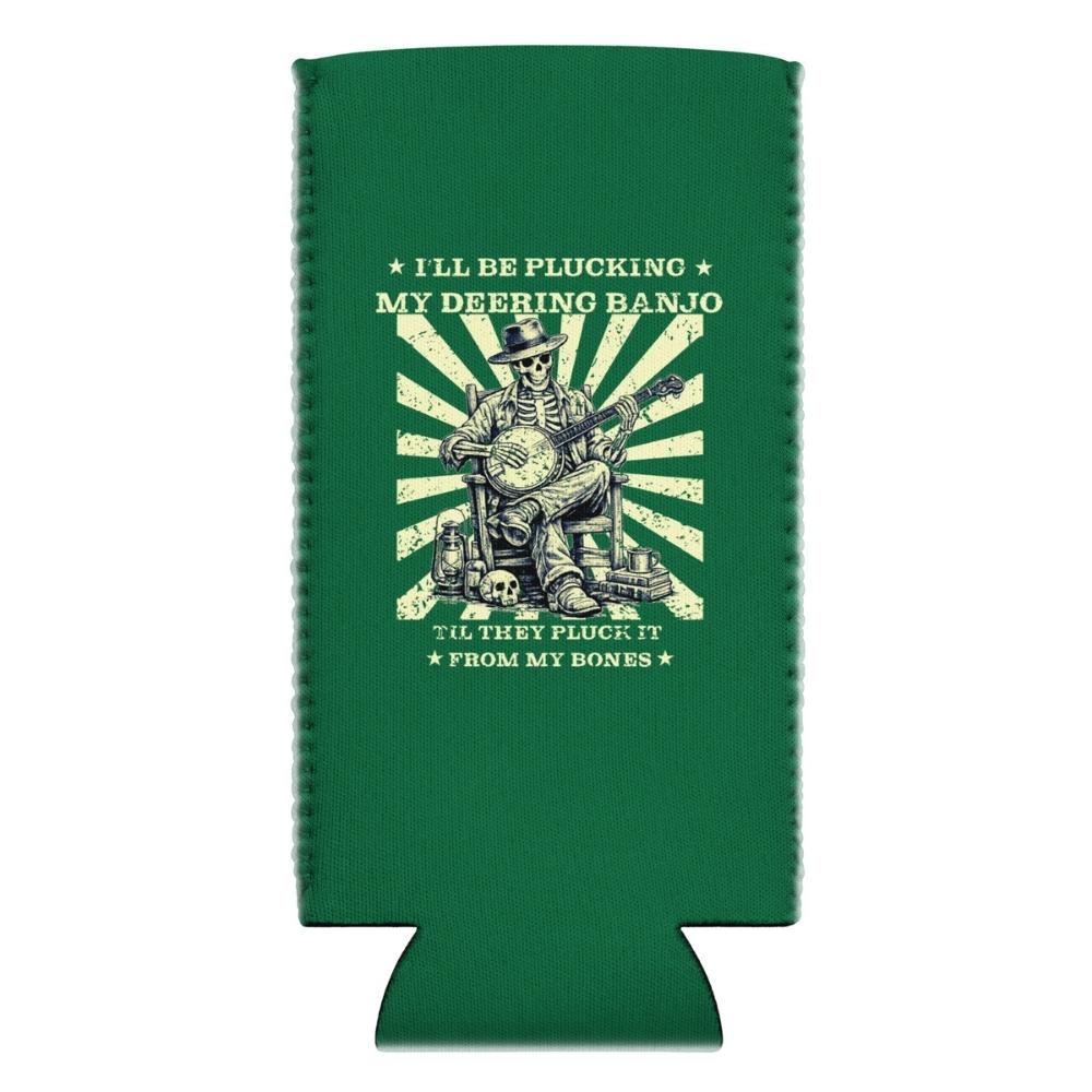DeeringPluckItFromMyBonesKoozie12ozSlim-GreenGrass - White Background