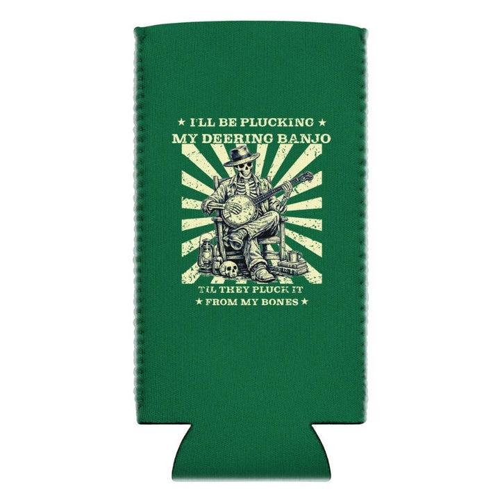 DeeringPluckItFromMyBonesKoozie12ozSlim-GreenGrass - White Background