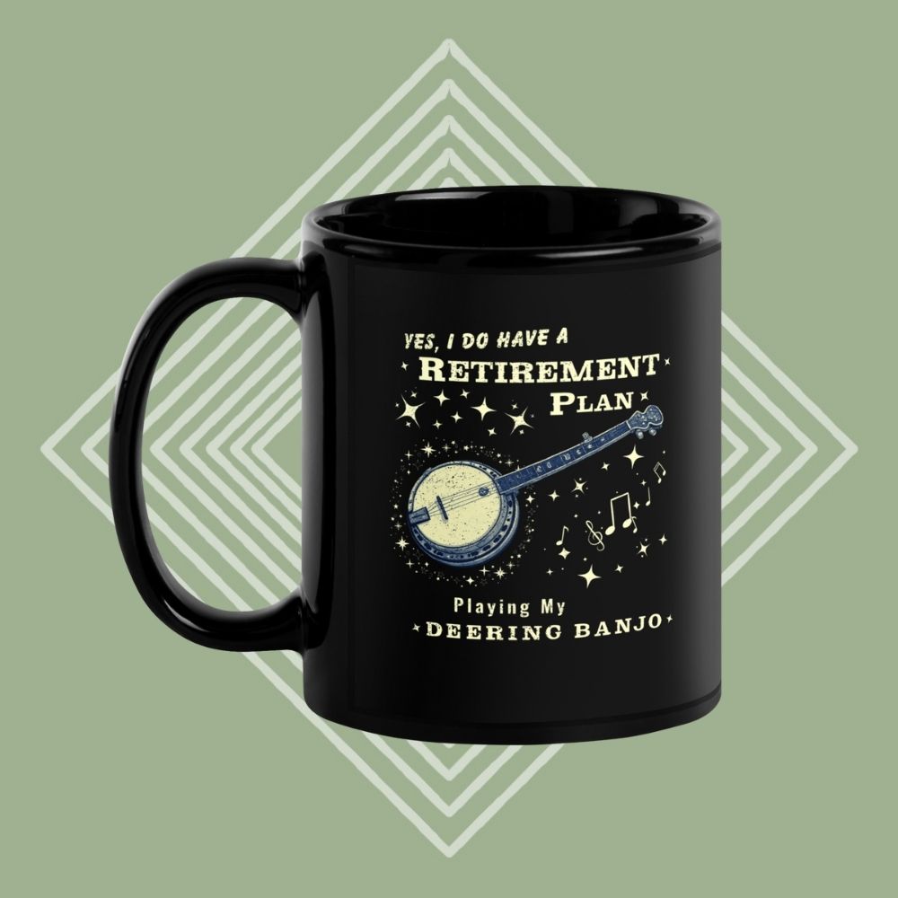 DeeringRetirementPlanMug-Black-11oz-Handlefacingleft-GreenDiamondBackground - Front