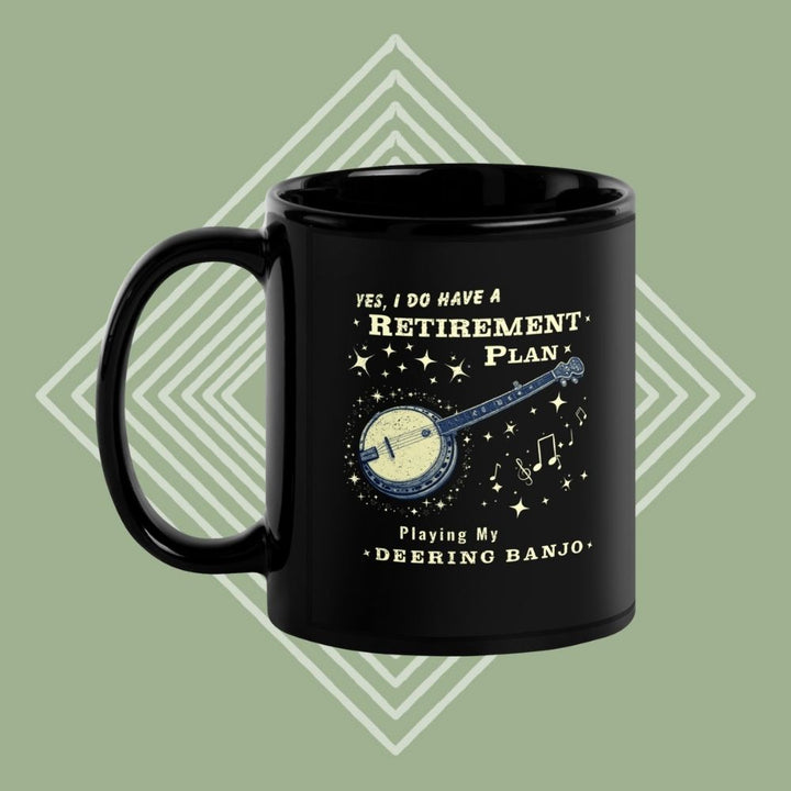 DeeringRetirementPlanMug-Black-11oz-Handlefacingleft-GreenDiamondBackground - Front