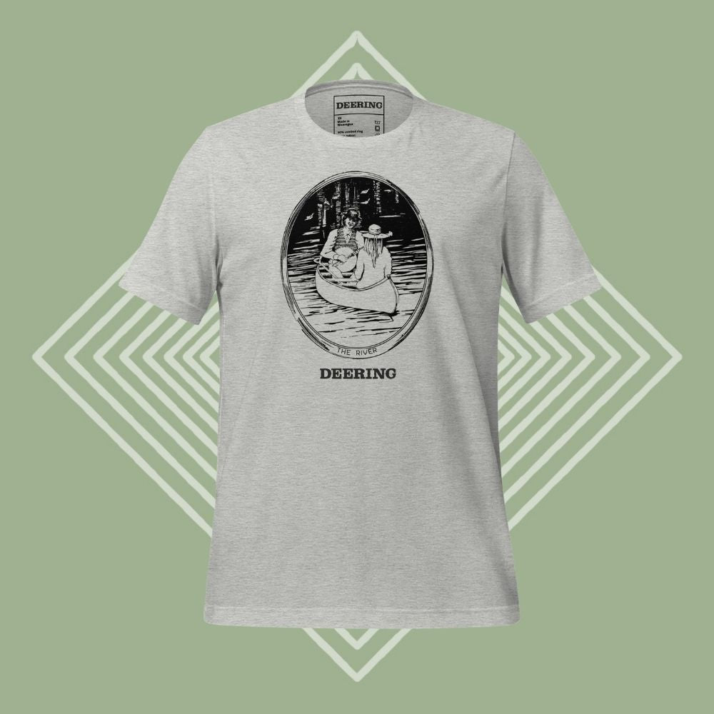 DeeringRiverT-ShirtMockup-Grey-GreenDiamondBackground - Front