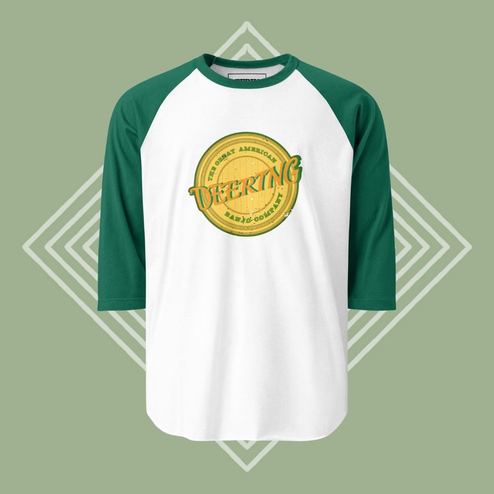 DeeringVintageBaseballVibesBBallShirt-GreenandWhite_GreenDiamondBackground, Front