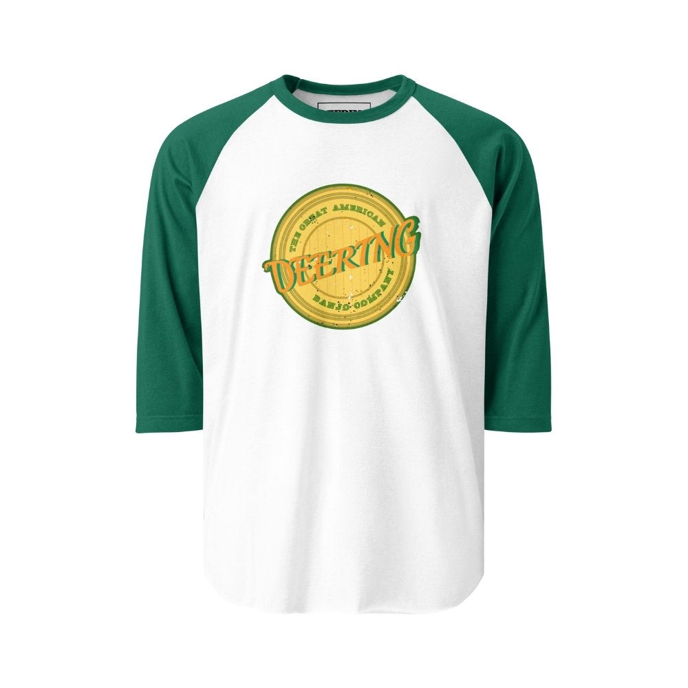 DeeringVintageBaseballVibesBBallShirt-GreenandWhite_WhiteBackground, Front