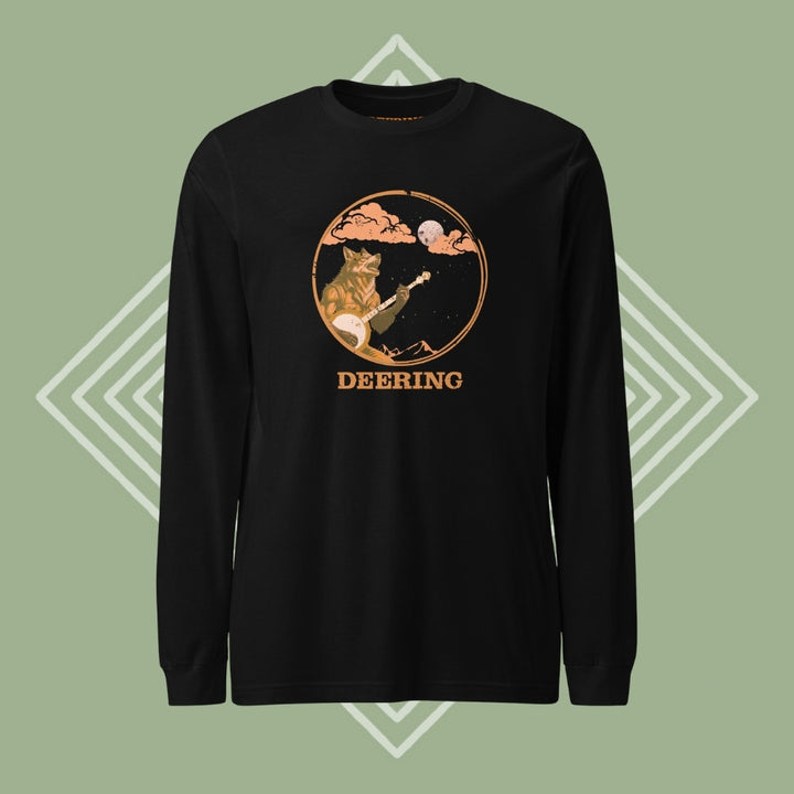 DeeringWolfmanPlaysBanjoLongSleeveShirt-Front,GreenDiamondBackground