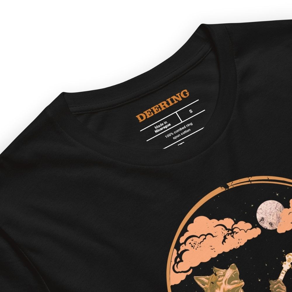 DeeringWolfmanPlaysBanjoT-Shirt_Black_Collar_UpClose, white background