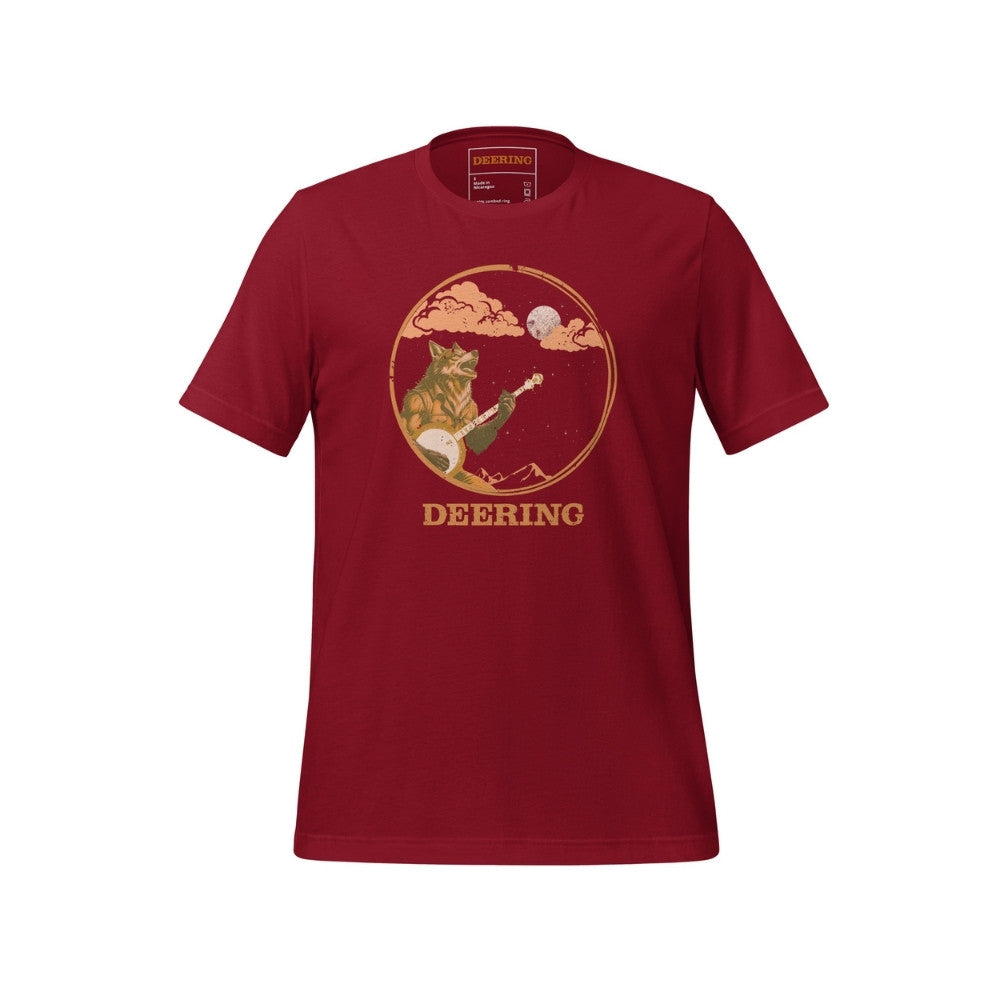 DeeringWolfmanPlaysBanjoT-Shirt_Cardinal_Front, white background