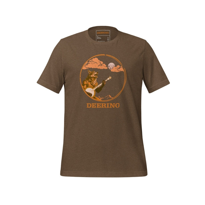 DeeringWolfmanPlaysBanjoT-Shirt_HeatherBrown_Front, white background
