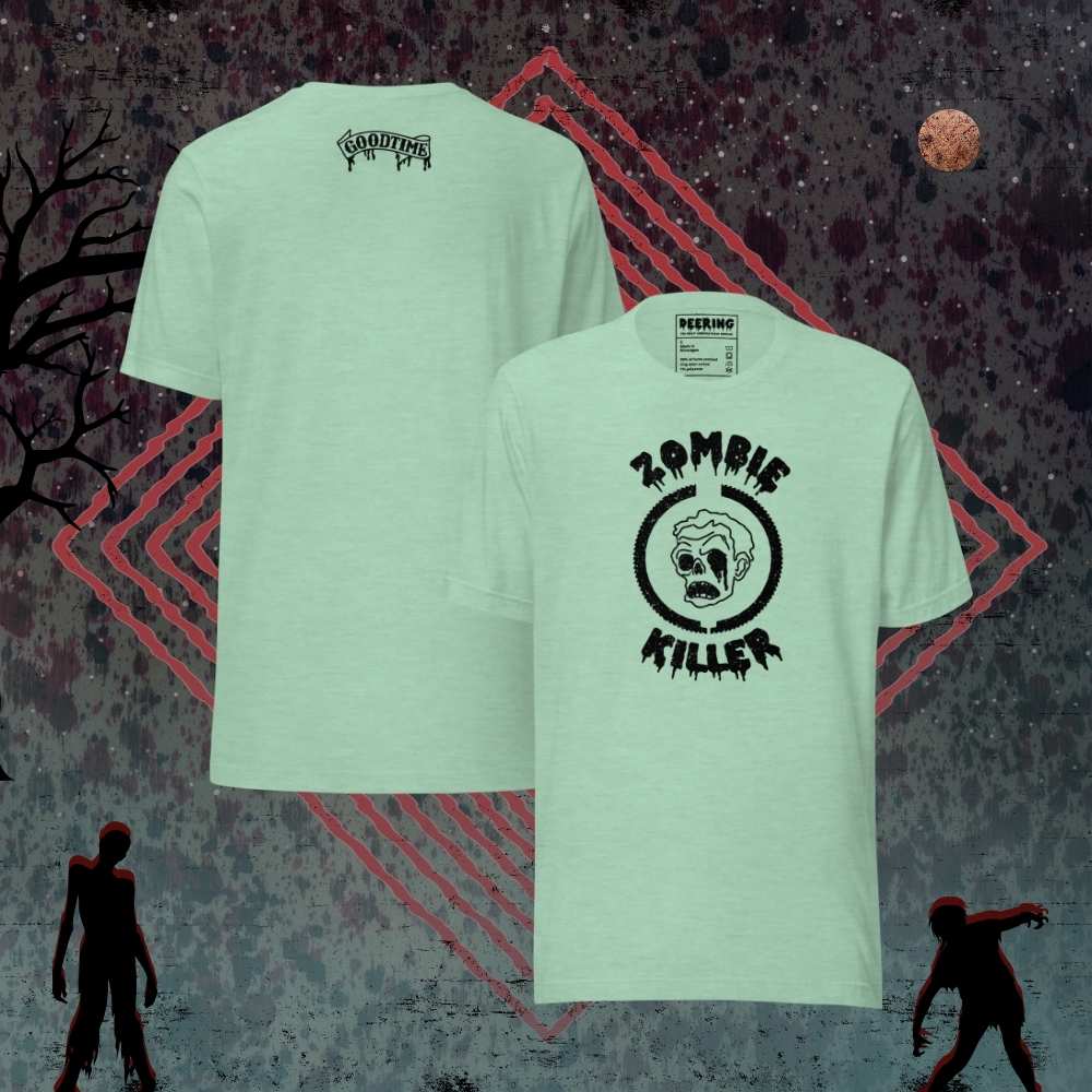 DeeringZombieKillerPrismMintBlackLogoT-Shirt2Mockups-WithZombieBackground Front and Back