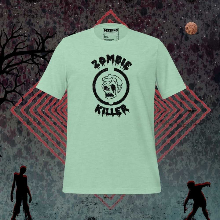 DeeringZombieKillerPrismMintBlackLogoT-ShirtMockups-WithZombieBackground Front