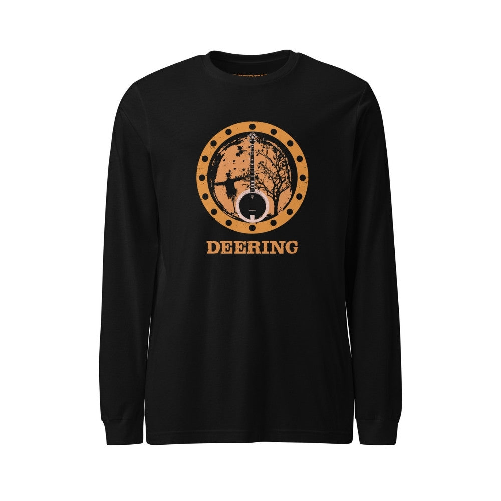 Deering Autumn Banjo Vibes Long Sleeve Shirt-Front, White Background