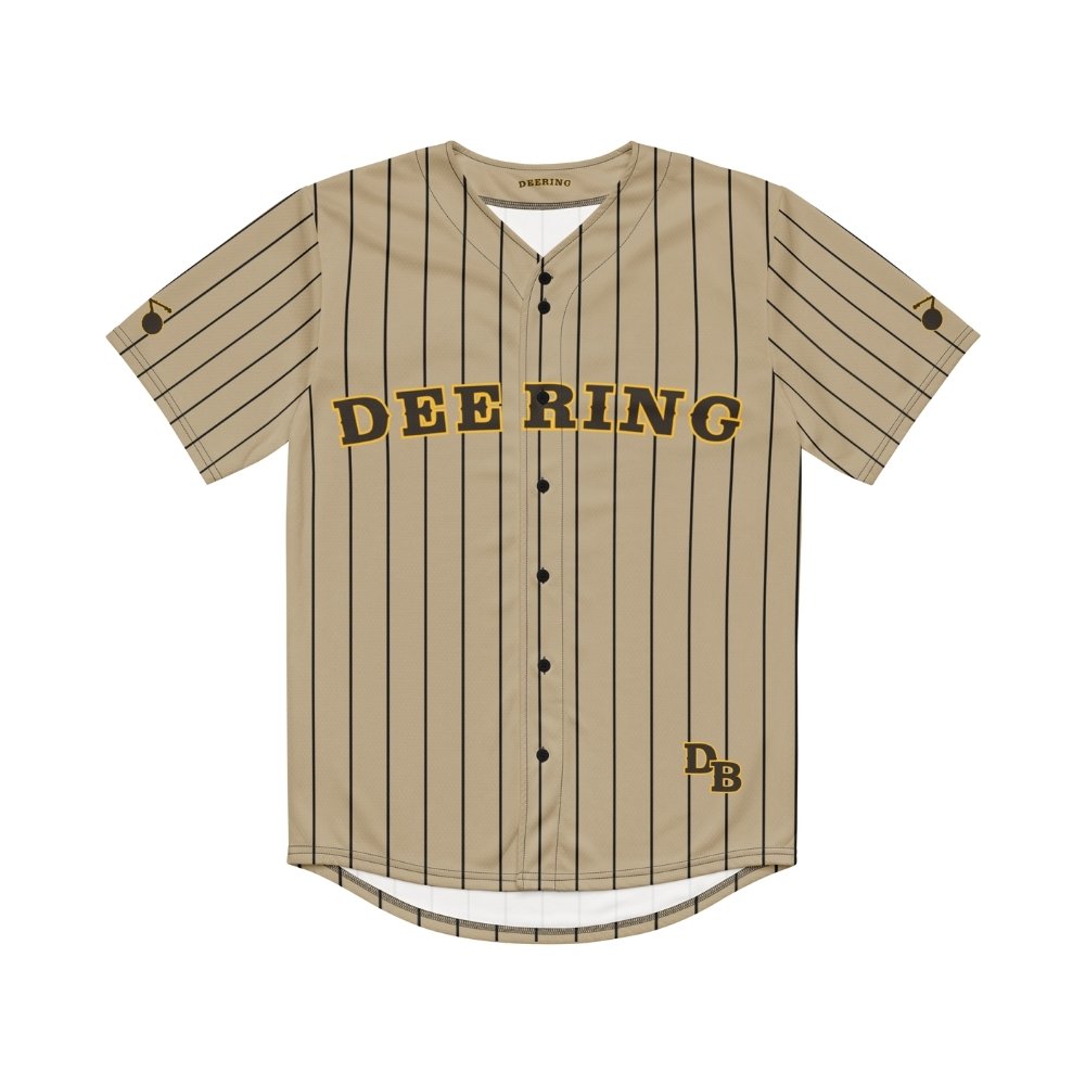 Deering_Banjo_Baseball_Jersey_Beige_Front, White Background