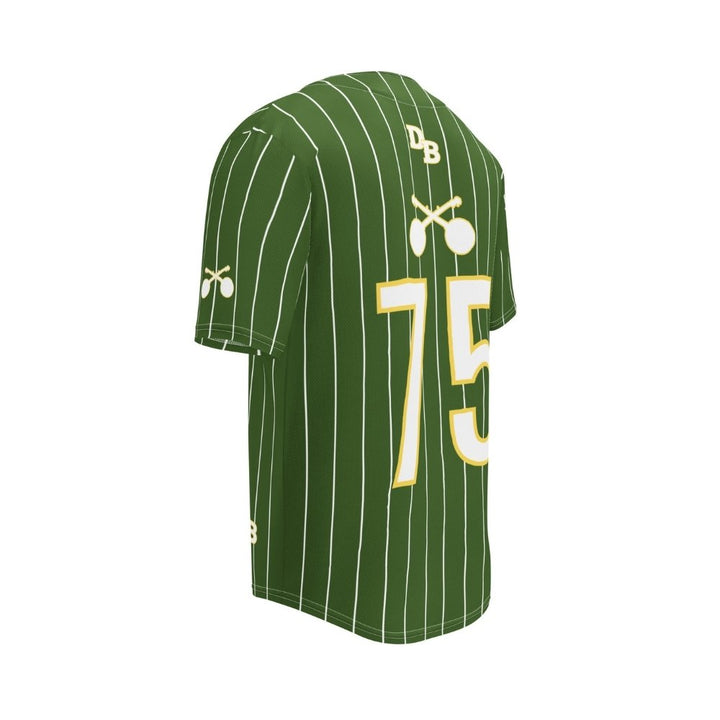 Deering_Banjo_Baseball_Jersey_Green_Back_Angle, White Background
