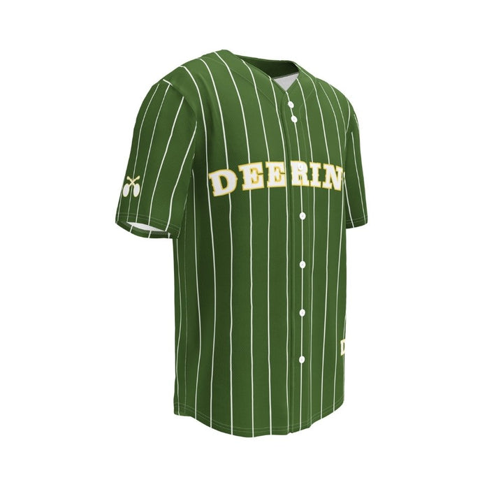 Deering_Banjo_Baseball_Jersey_Green_Front_Angle, White Background