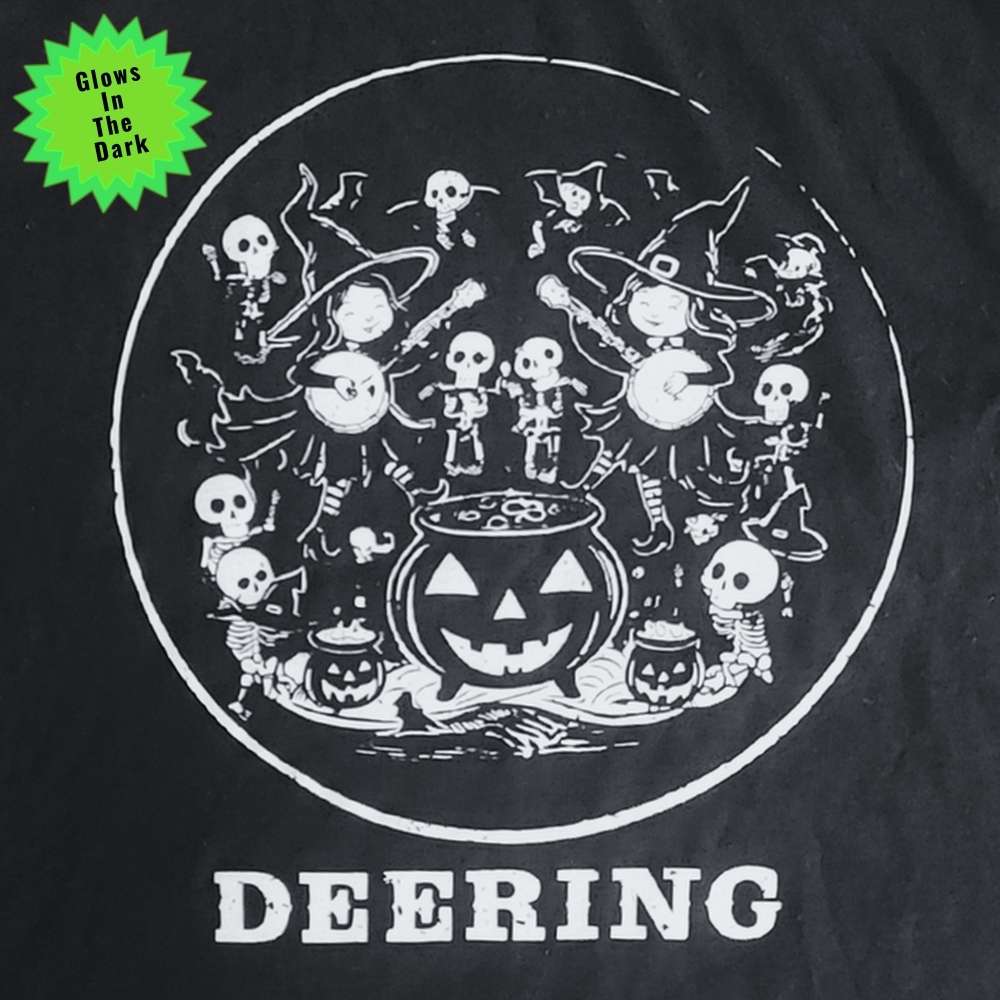 Deering Glow In The Dark Witches With Banjos T-Shirt, Front, Close Up, No Background