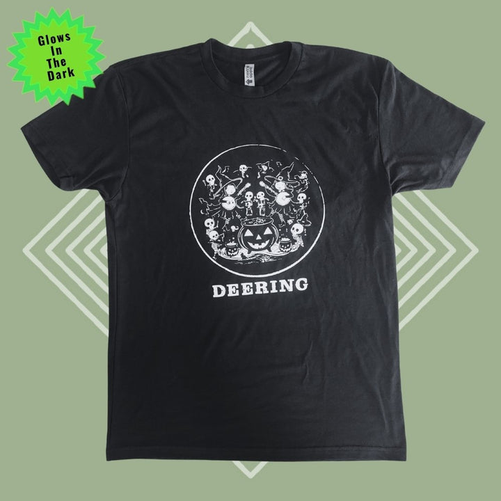 Deering Glow In The Dark Witches With Banjos T-Shirt, Green Diamond Background